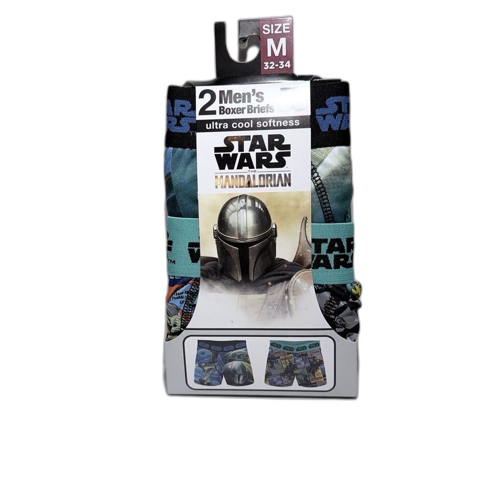 Star Wars Mandalorian Boxer Briefs Stretch 2 PACK Men's Size M 32-34 NWT